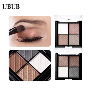UBUB 4 Colors Eyeshadow Shimmer Natural Eyeshadow Matte Nude Metallic Earth Color Eye Shadow Beauty Makeup Palette