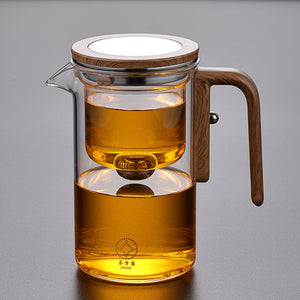 Tea teapot tea separation elegant cup all glass heat-resistant filter tea brewing Kung Fu tea set magnetic suction tea cup 