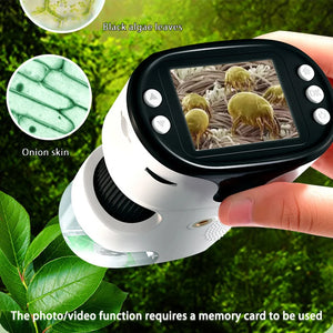 Pocket Microscope Display Montessori Handheld LED Light Biology Magnification Outdoor Students Teaching Gifts Children Stem Toys 
