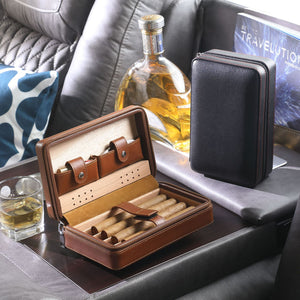 Cigar box portable zipper bag four pack mellow and moisturizing smoking accessories cedar wood gift box travel companion