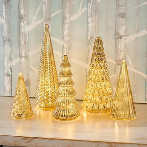 5-Piece Set 3D Printed Light-Up Trees with Upgraded LEDs for Tabletop Decor