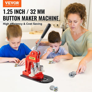 Button Maker Machine, 32 Mm (1.25 Inch) Badge Punch Press Kit, Children DIY Gifts Pin Maker, Button Making Supplies With 500pcs Button Parts &amp; Circle Cutter &amp; Magic Book