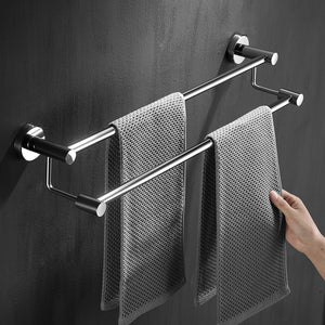 304 stainless steel towel rack, non perforated, bathroom towel double pole hanging rack, household towel rack 