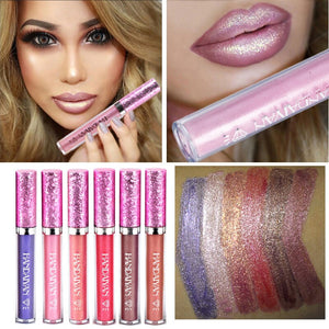 Makeup Diamond Shine Metallic Lipstick Charming Long Lasting Tattoo Liquid Glitter Powder Lipgloss Cosmetics 