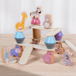 Children's Wooden Dinosaur Animal Stacking Music Balance Building Blocks Kindergarten Puzzle Toy 